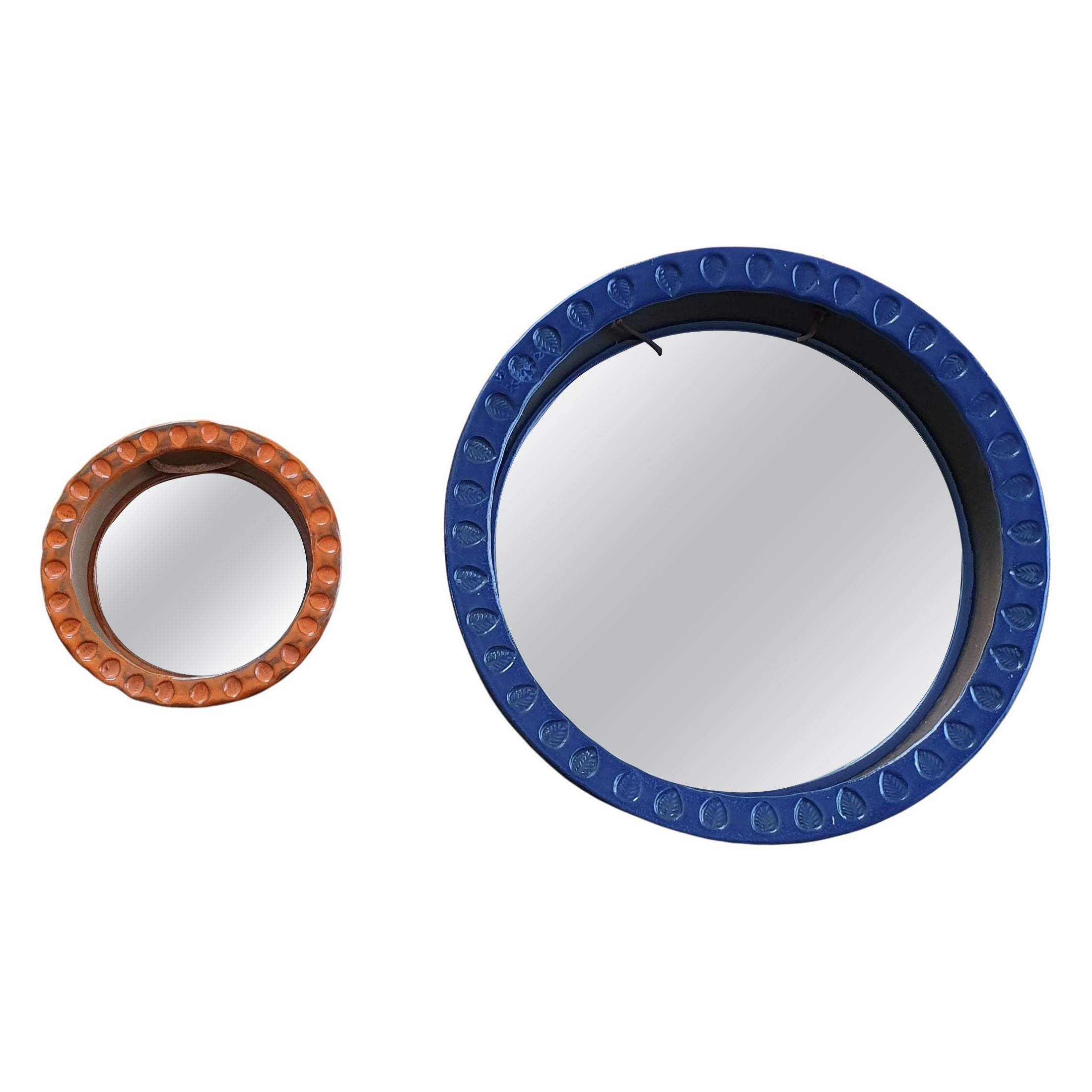 Two Round Ceramic Mirrors, Klavs Encke, Denmark For Sale