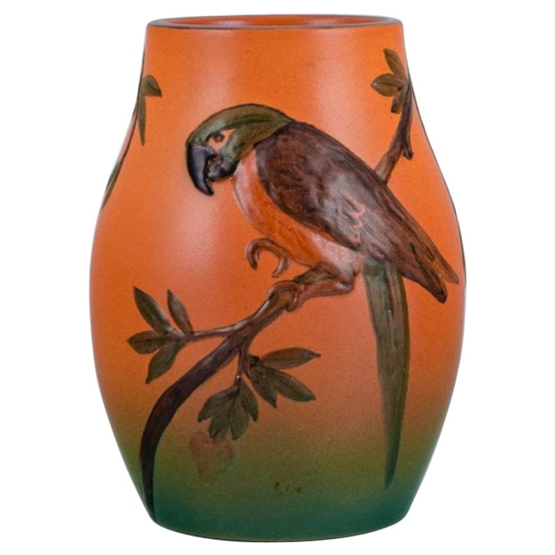 Ipsen's, Denmark, Vase Decorated with Parrot, 1920s/30s For Sale