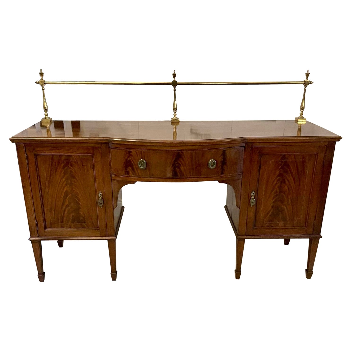 Antique Edwardian Mahogany Inlaid Sideboard by Hamptons and Sons