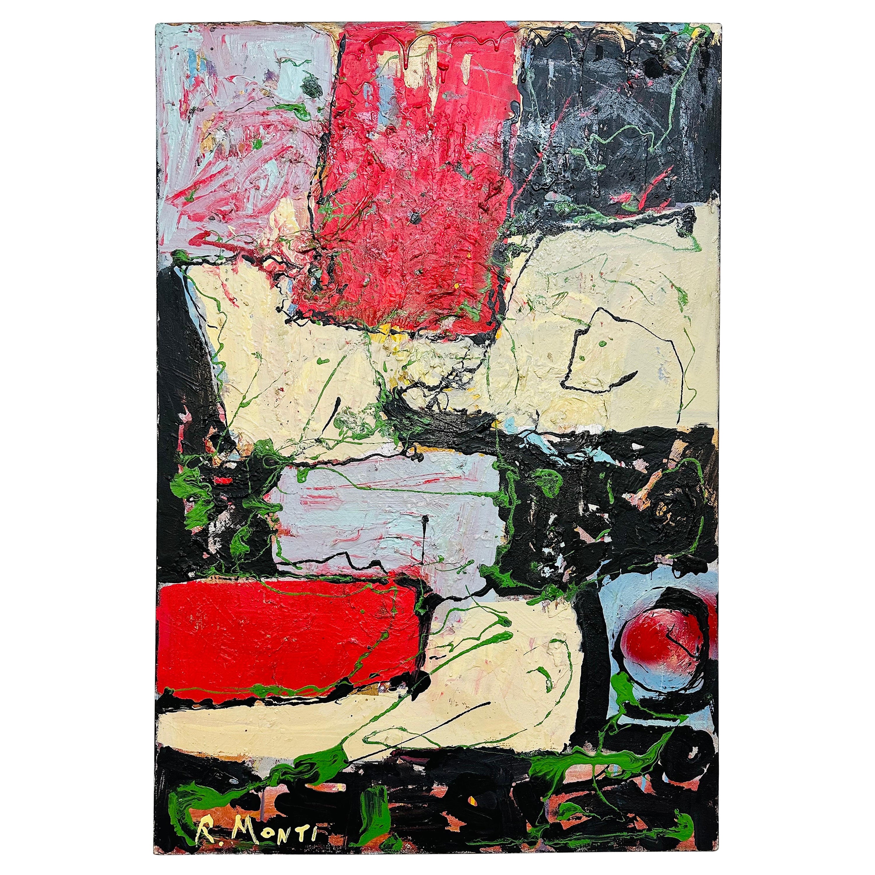 Modern Abstract Painting Signed R. Monti For Sale