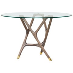 Runder Tisch aus Holz und Glas von Joyce