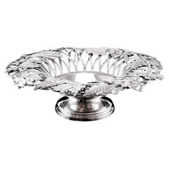 Bol en argent massif géorgien ancien Tazza avec décorations de moisson en fonte - 1835