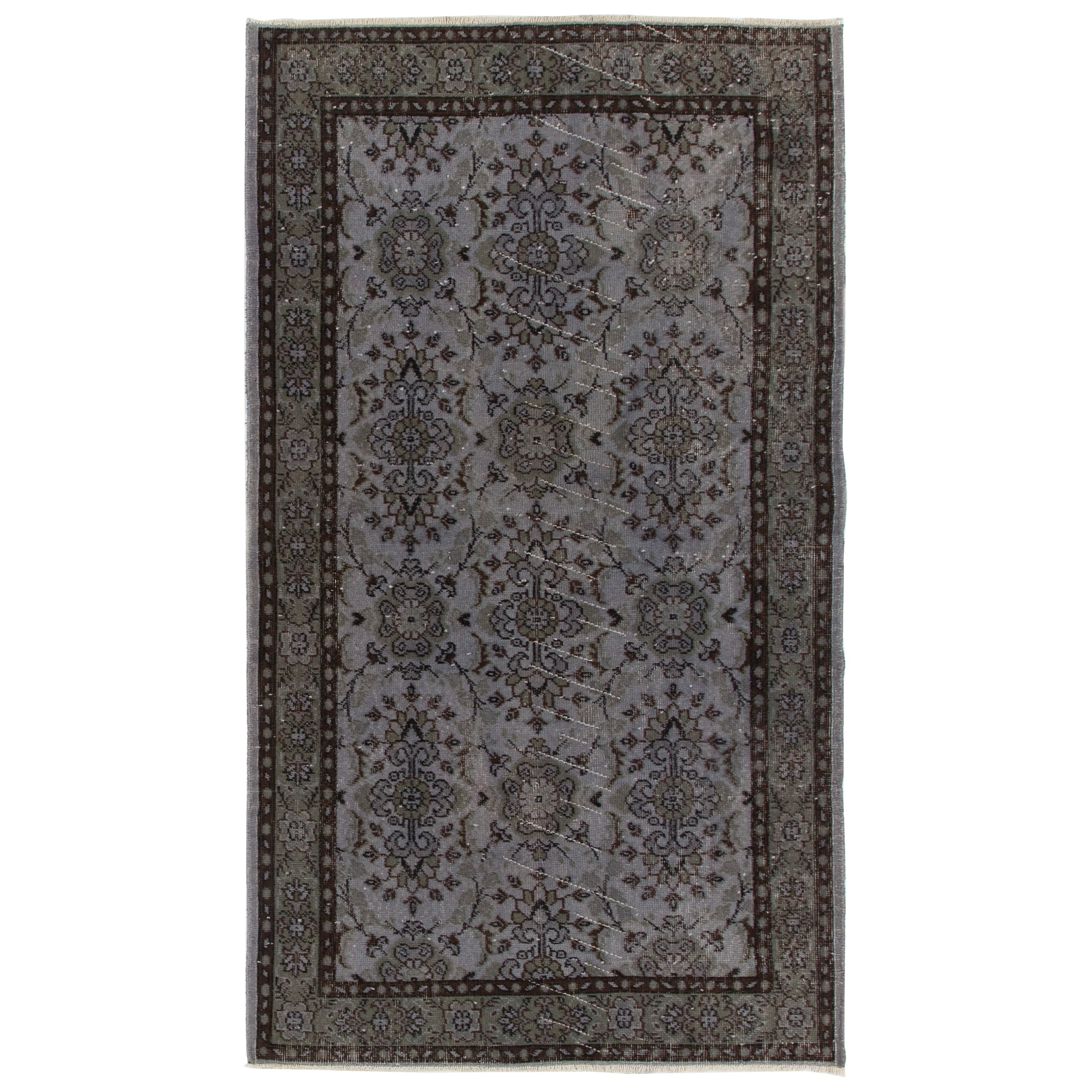 Handmade Accent Rug from Central Anatolia, Floral Pattern Small Carpet
