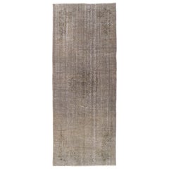 5x12.4 Ft Handgefertigter Vintage-Läufer in Grau. Chinesischer Corridor-Teppich im Art déco-Stil
