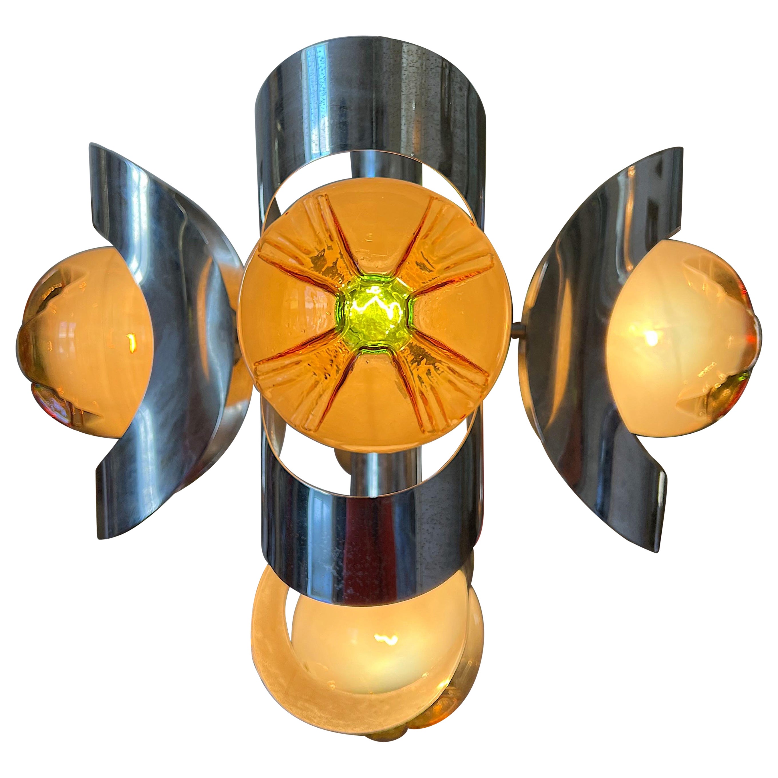 Space Age 1970s Chandelier by Mazzega in Murano Glass For Sale