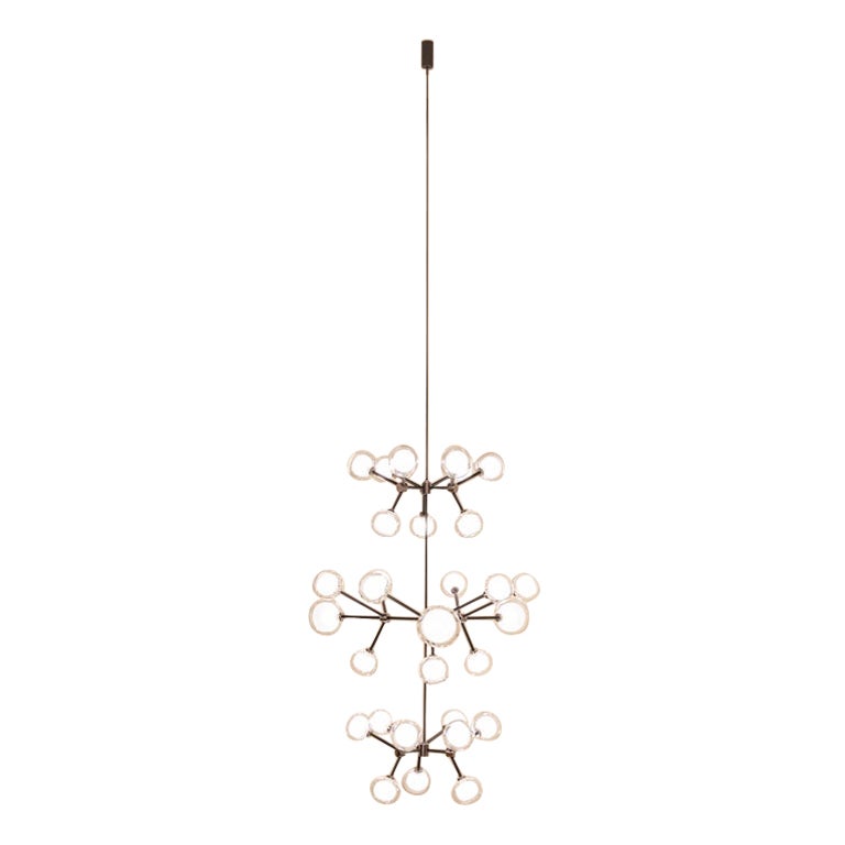 Contemporary Chandelier 'Nabila' by Tooy, Brass, Clear Glass, 30 Lights For Sale