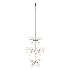 Contemporary Chandelier 'Nabila' by Tooy, Brass, Clear Glass, 30 Lights