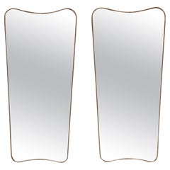 2 Large Gio Ponti's for Fontana Arte Wall Mirrors with Brass Frame