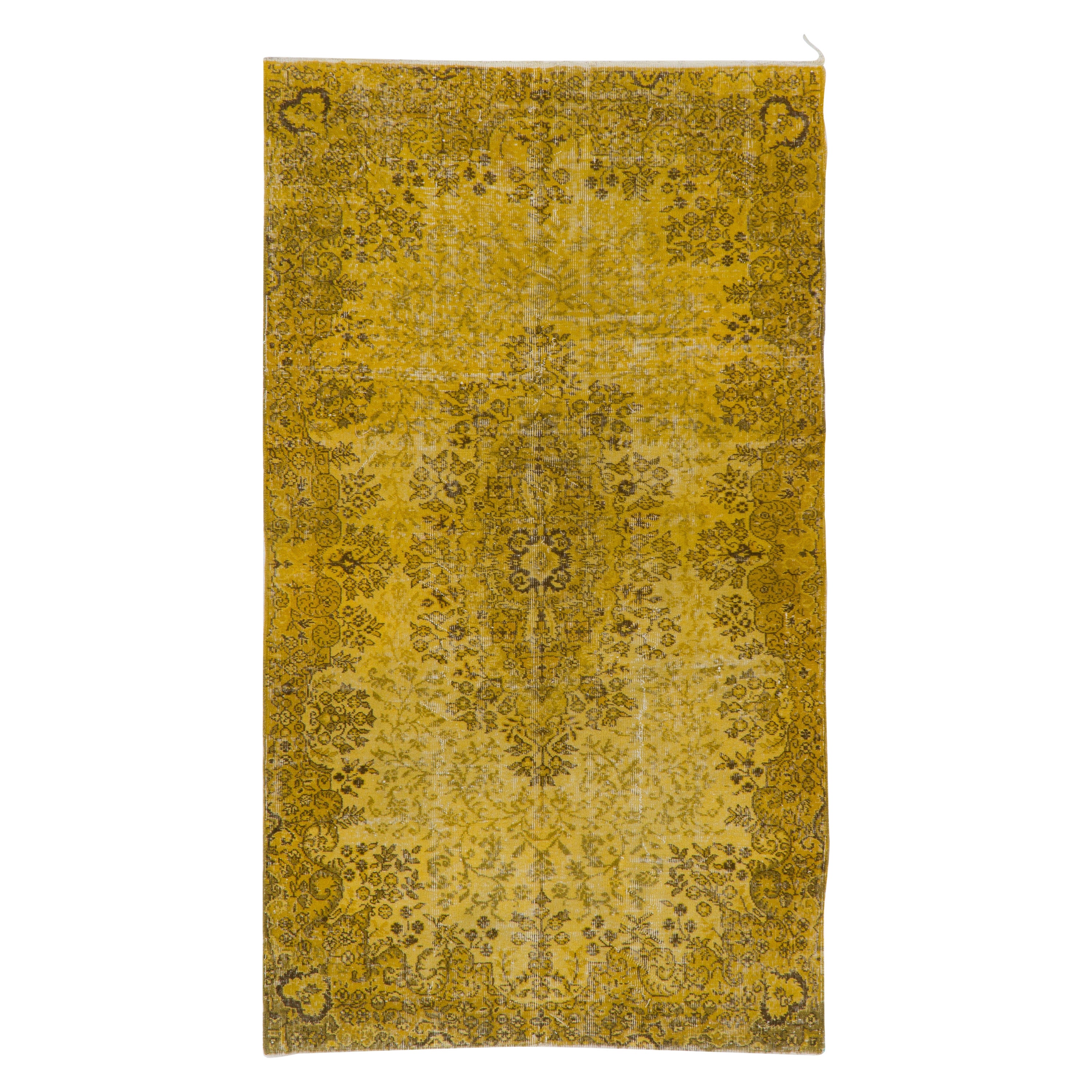 Handmade Turkish Yellow Rug for Kitchen, Bedroom, Living Room & Office For Sale