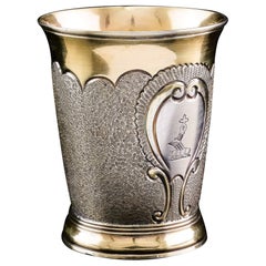 Antique Sterling Silver Parcel Gilt Beaker / Shot Cup - Peter & Ann Bateman 1796