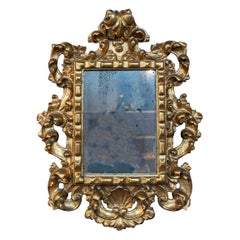 1950s Spanish Wooden Mirror Gilded with Decoration of Rocks and Shells