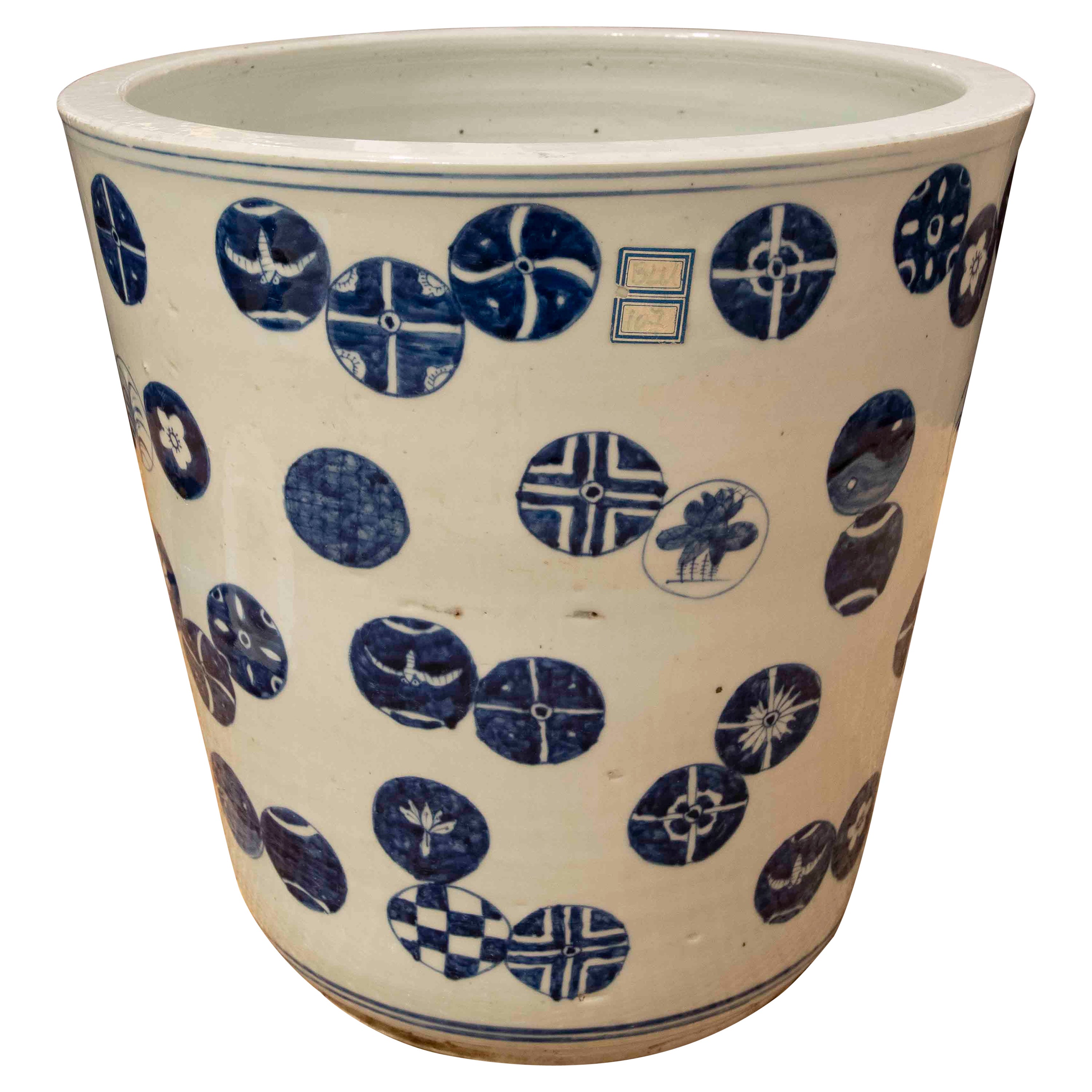 1990s Orientalist Glazed Ceramic Flowerpot Stand For Sale