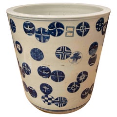 1990s Orientalist Glazed Ceramic Flowerpot Stand
