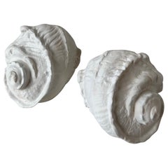 Vintage Pair Of “Conch” Plaster Sconces in the Style of Serge Roche