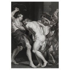 Original Antique Print After Rubens, Flagellation of Christ, circa 1840