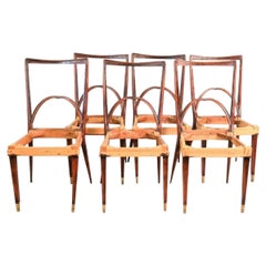 Set of Rare Mid Century Italian Gio Ponti Style Dining Room Chairs