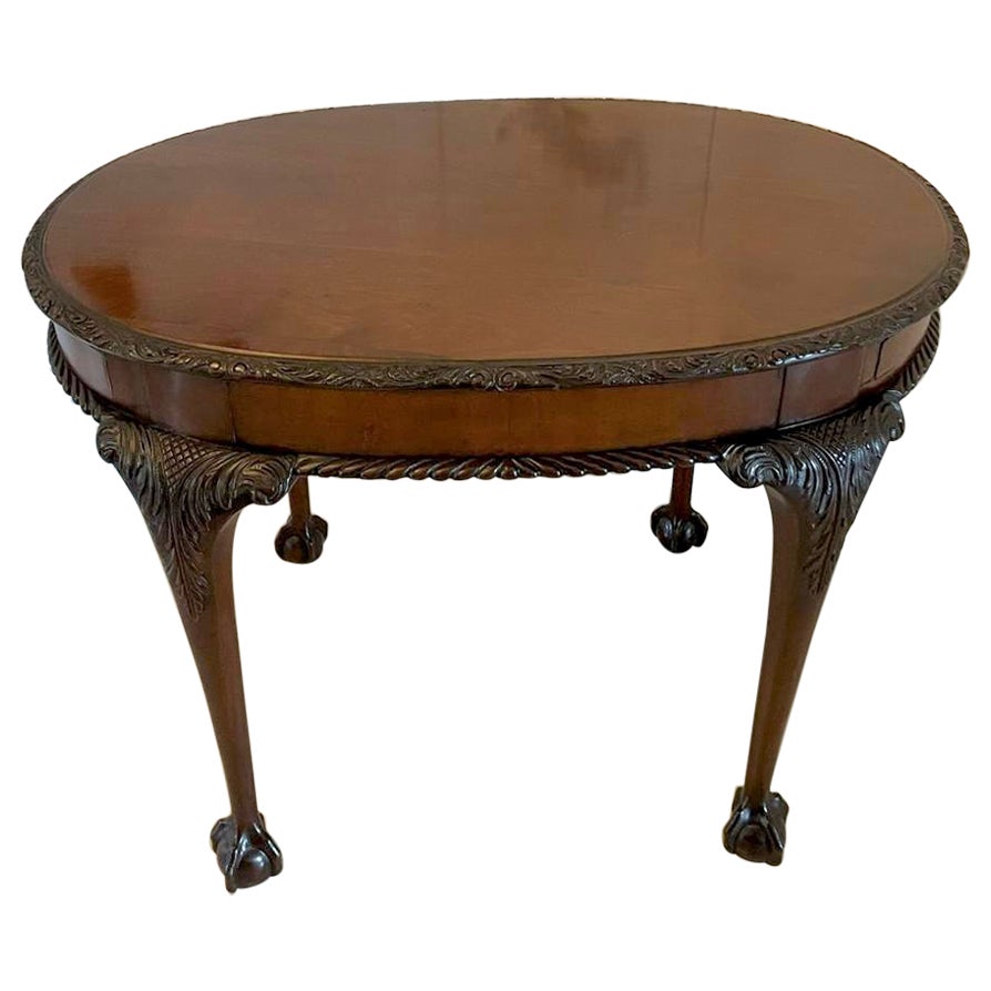Antique Oval Carved Mahogany Centre Table For Sale