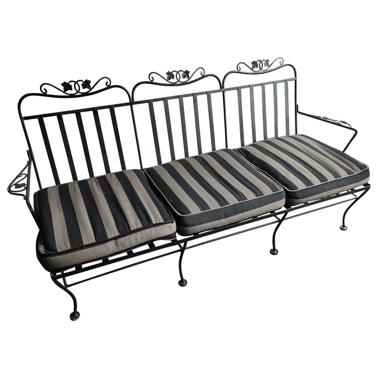 Mid Century Modern 3 Seat Iron Sofa with Full Cushions by John