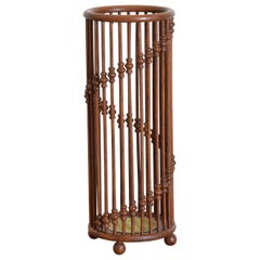 Early 20th Century Wooden and Brass Spindle Umbrella Stand