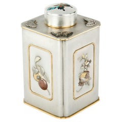 Antique Japanese Silver and Enamel Natsume, Tea Caddy