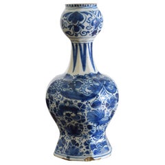18th Century Delft Blue and White Garlic Neck Vase