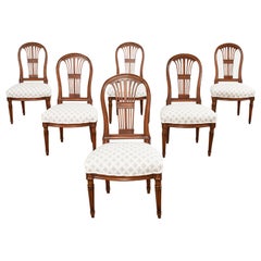 Set of Six Louis XVI Style Walnut Dining Chairs 