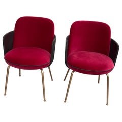 Wittmann Set of Two Pink Velvet Merwyn Armchairs by Sebastian Herkner in STOCK