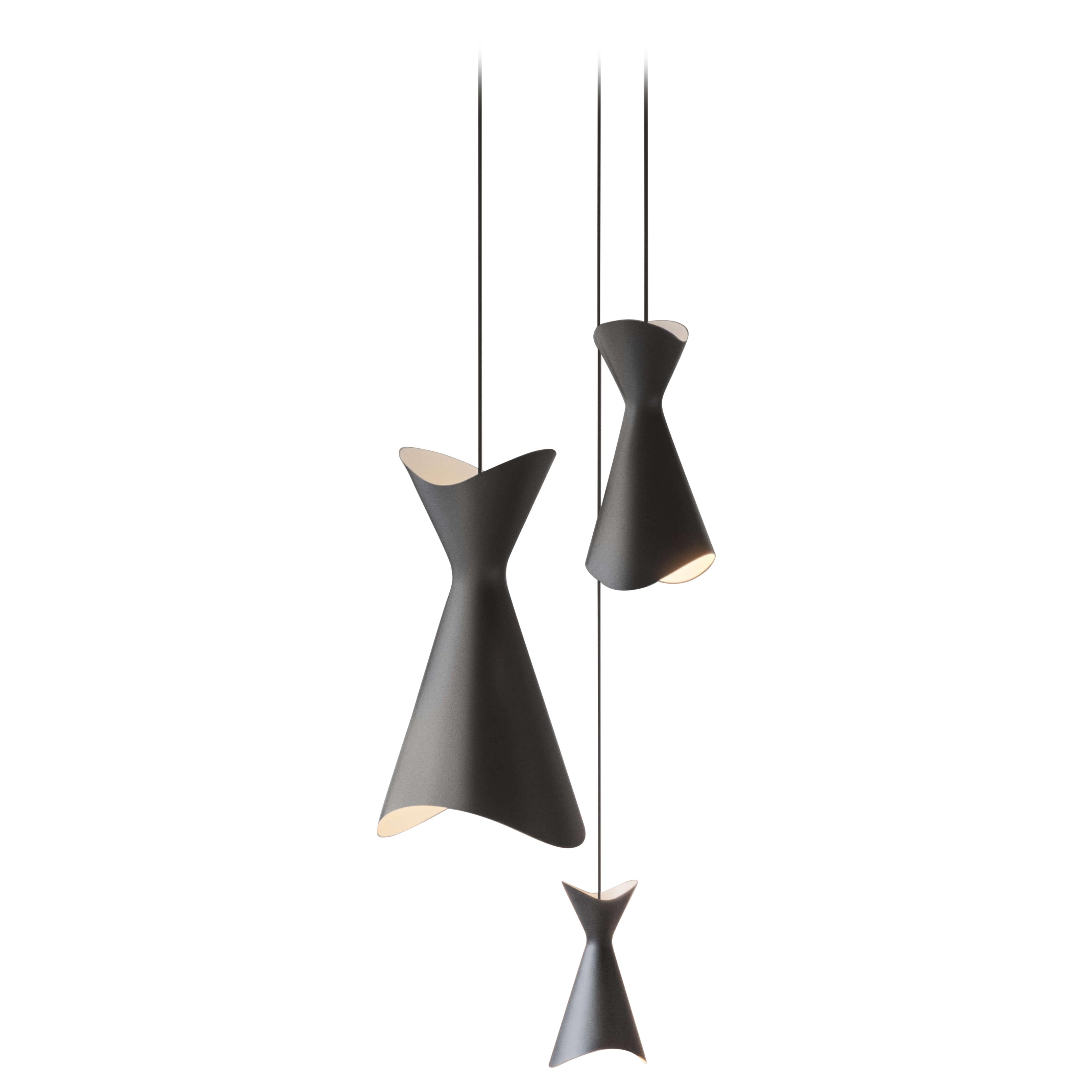Contemporary Set of 3 Pendant Lamps 'Ninotchka' by Lyfa, Black For Sale