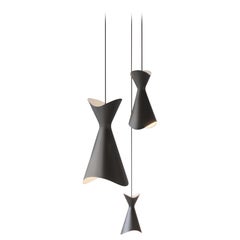 Contemporary Set of 3 Pendant Lamps 'Ninotchka' by Lyfa, Black