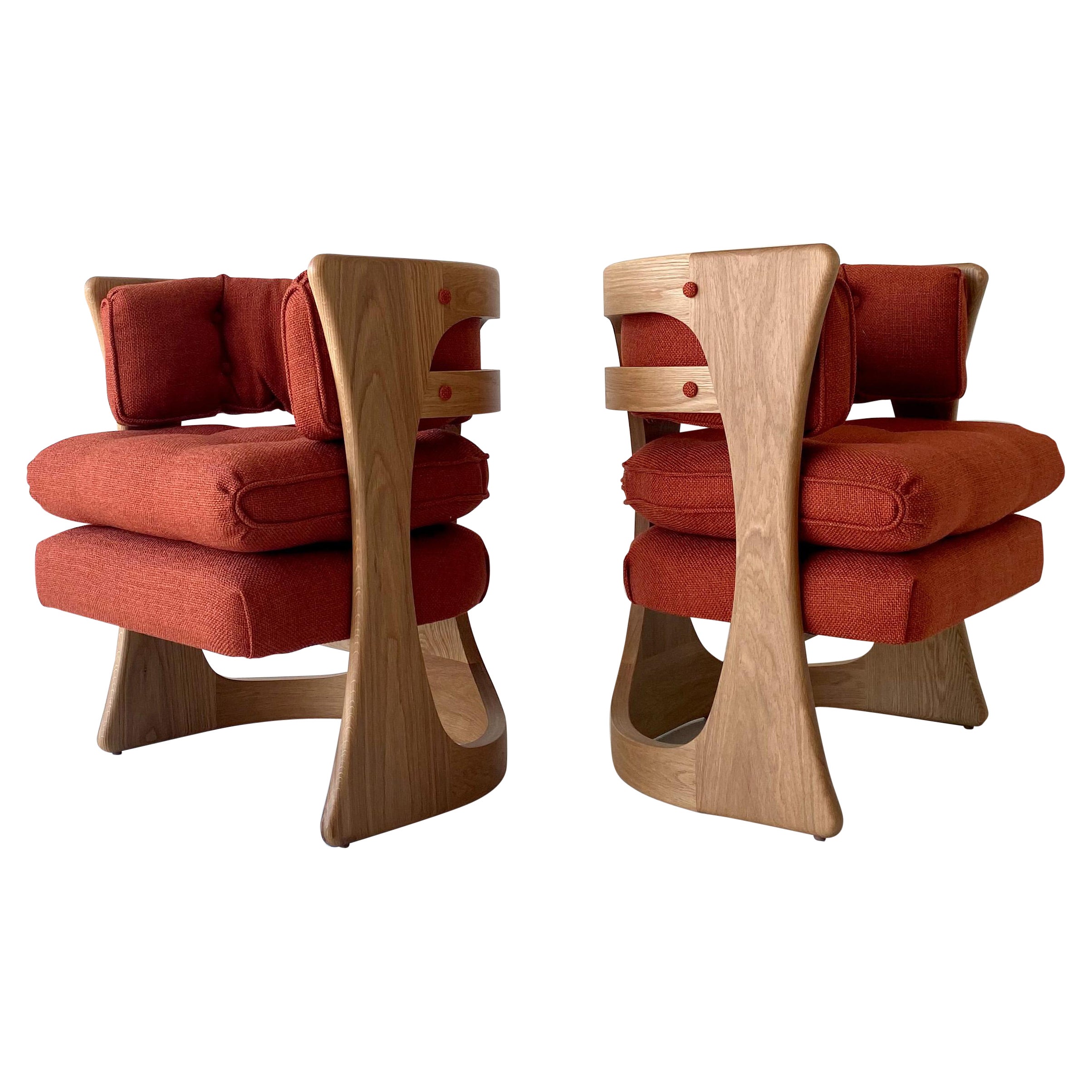 Chaises de salle à manger CraftAssociates, chaises de salle à manger modernes rembourrées, Barricas, chêne en vente