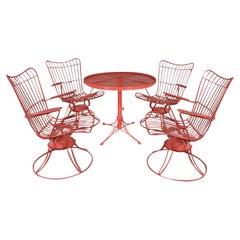 MCM Homecrest Outdoor Coral Adjustable Dining or Low Table & 4 Springer Chairs
