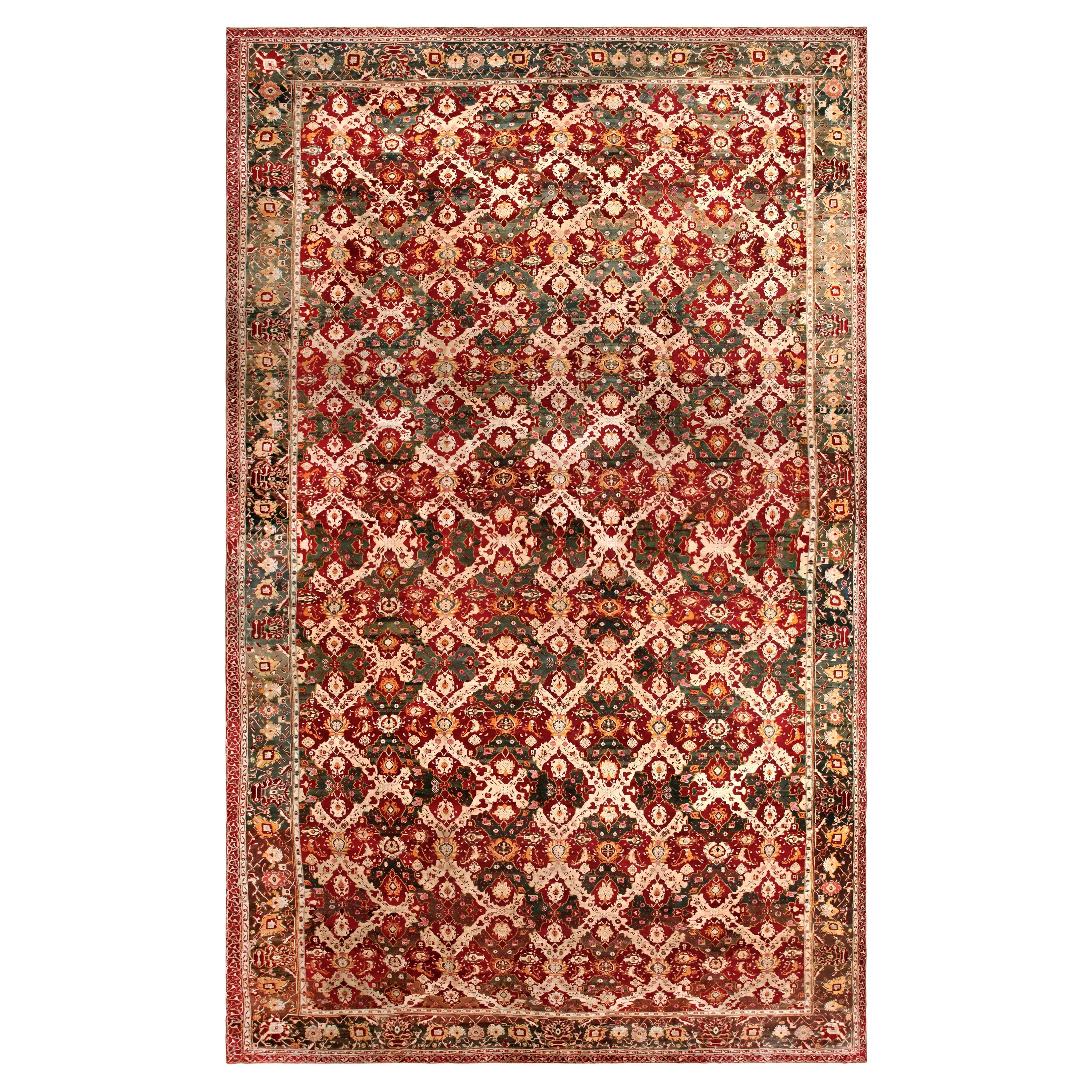 Oversized Antique Indian Agra Rug. 18 ft 2 in x 30 ft 10 in For Sale