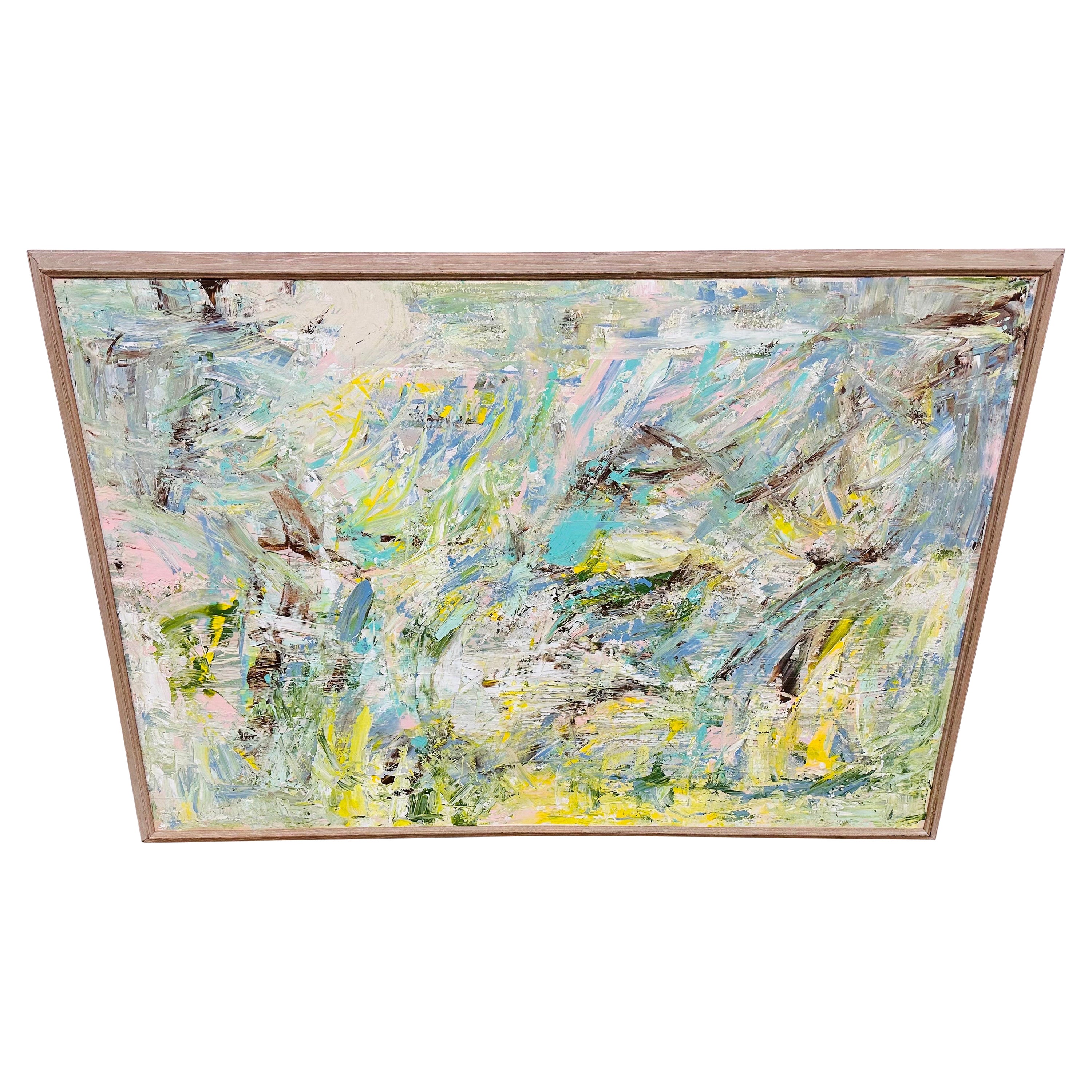 Large Modern Expressionist Abstract Painting Signed Mullin For Sale