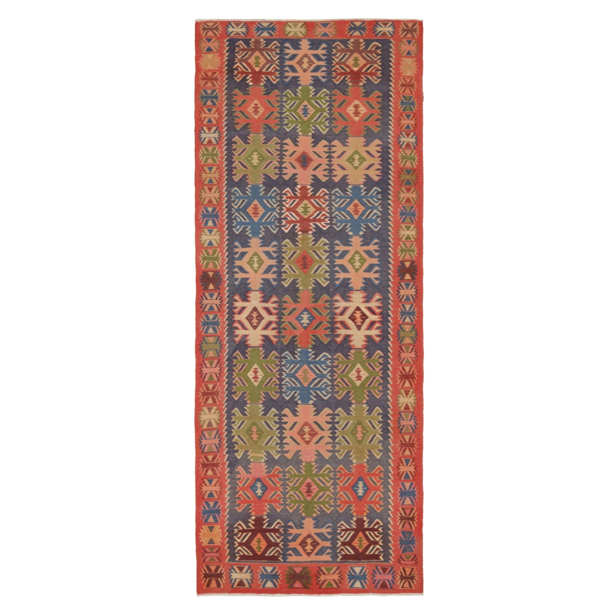 Vintage Northwest Persian Kilim in Blue with Geometric Patterns