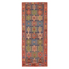 Retro Northwest Persian Kilim in Blue with Geometric Patterns