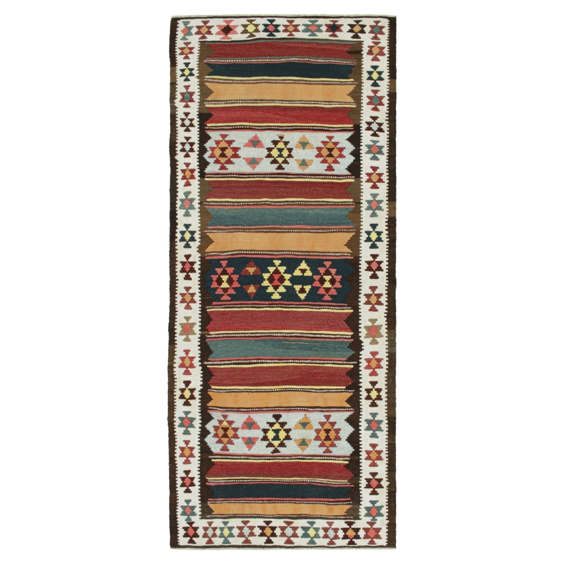 Shahsavan - Kilim persan vintage à rayures et motifs géométriques en vente