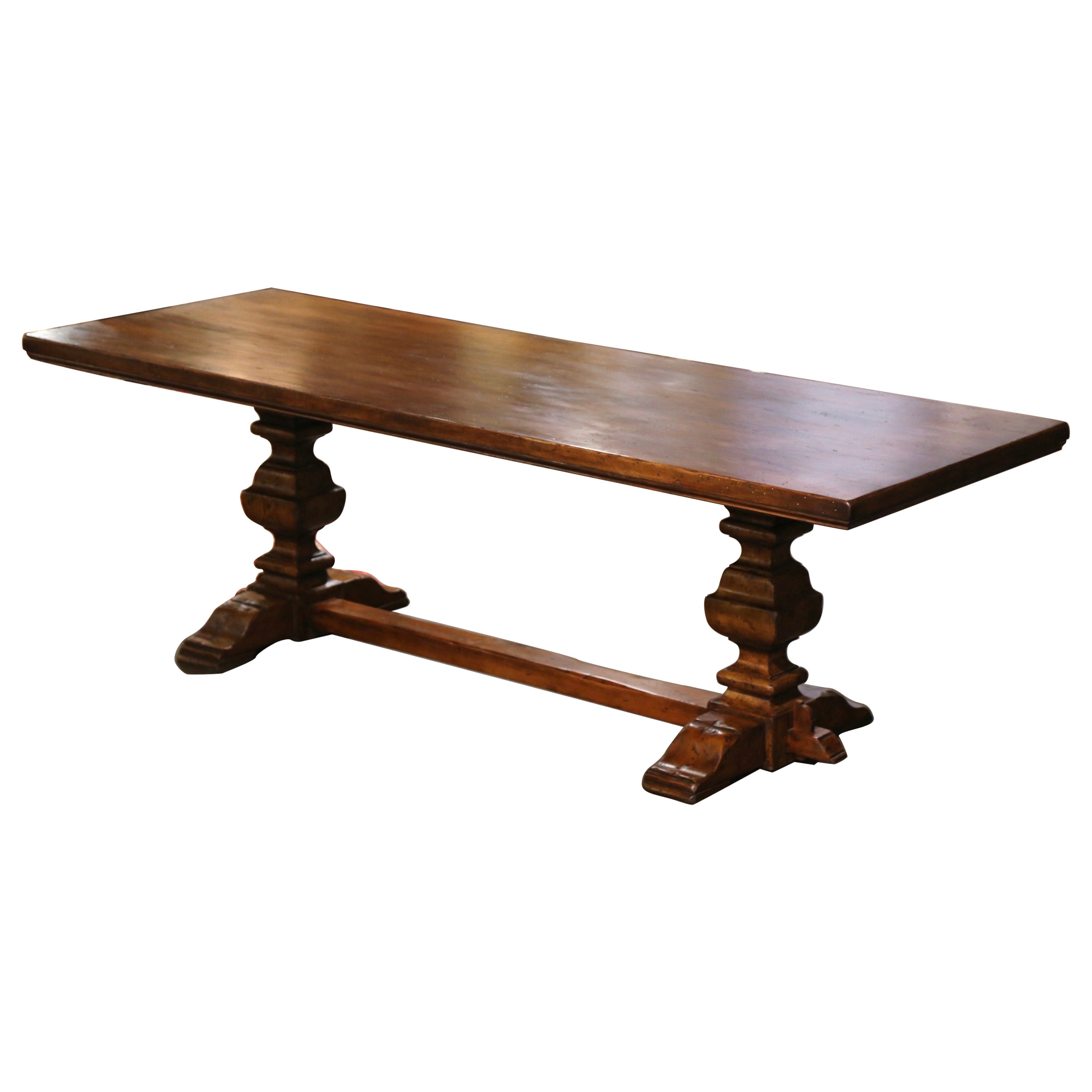 Early 20th Century French Baroque Carved Walnut Monastery Trestle Table