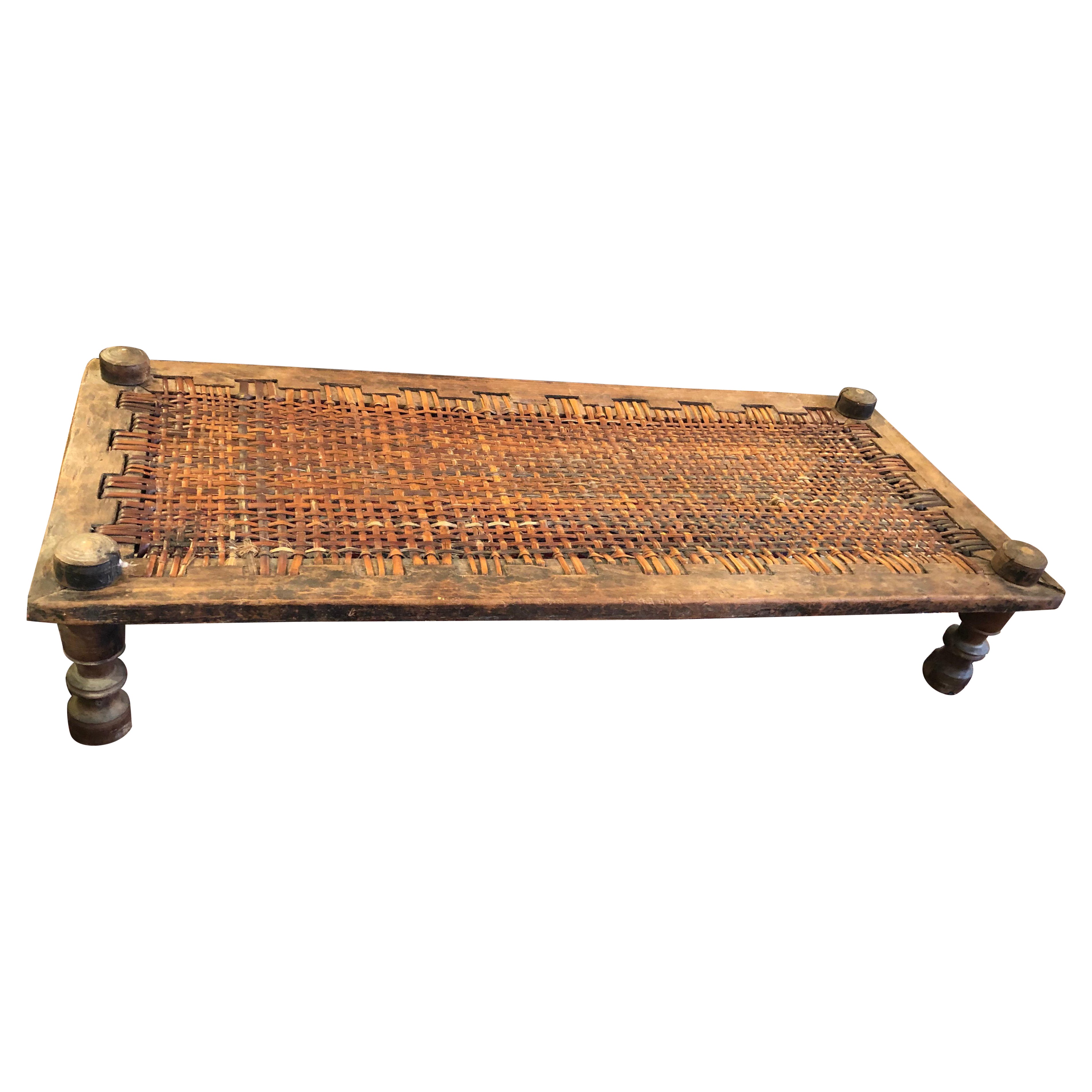 Rustic Large Rectangular 19th Century Tibetan Coffee Table Daybed For Sale