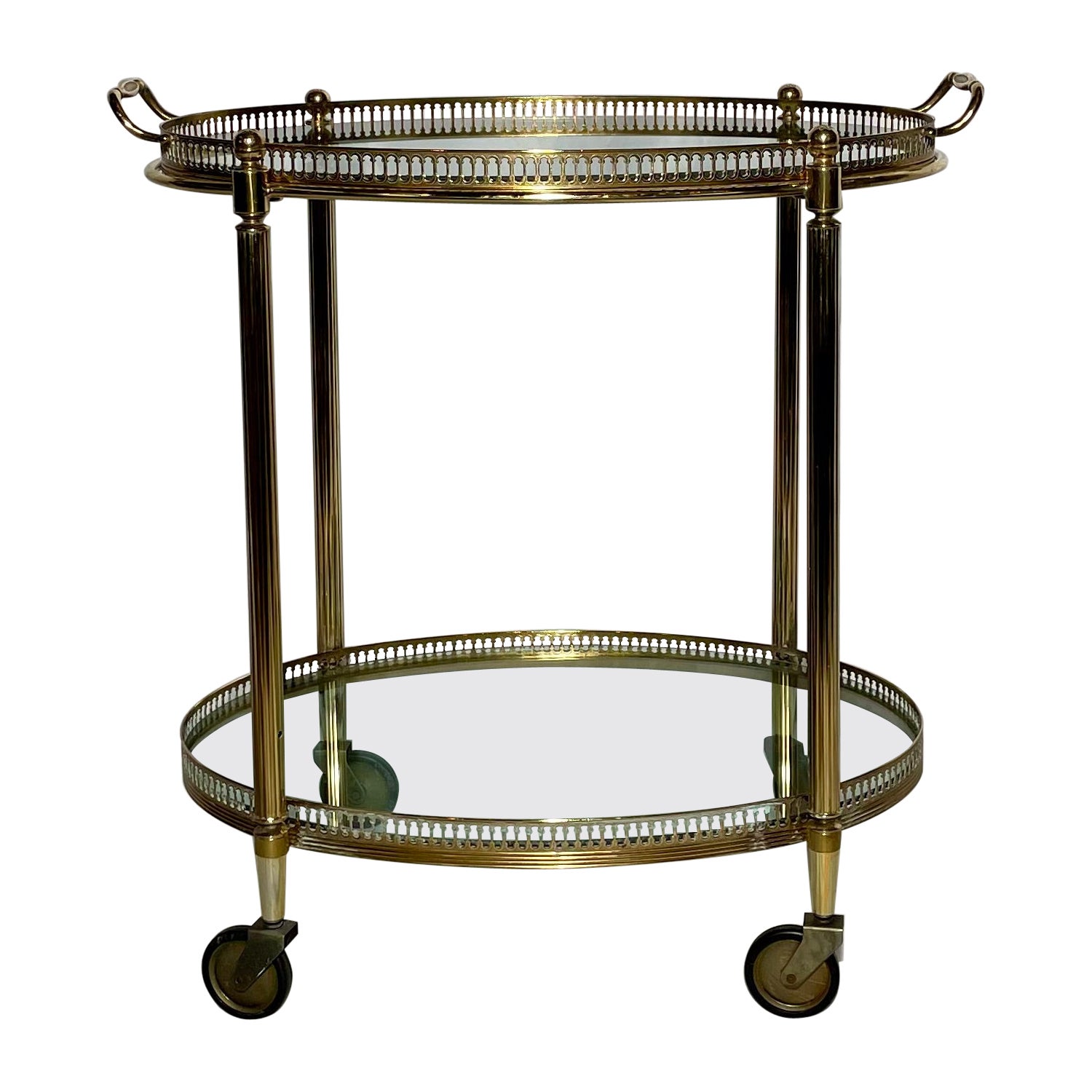 Brass Two-Tier Drink Cart For Sale
