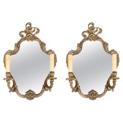 Pair French Style Mirrors With Electric Candle Sconces