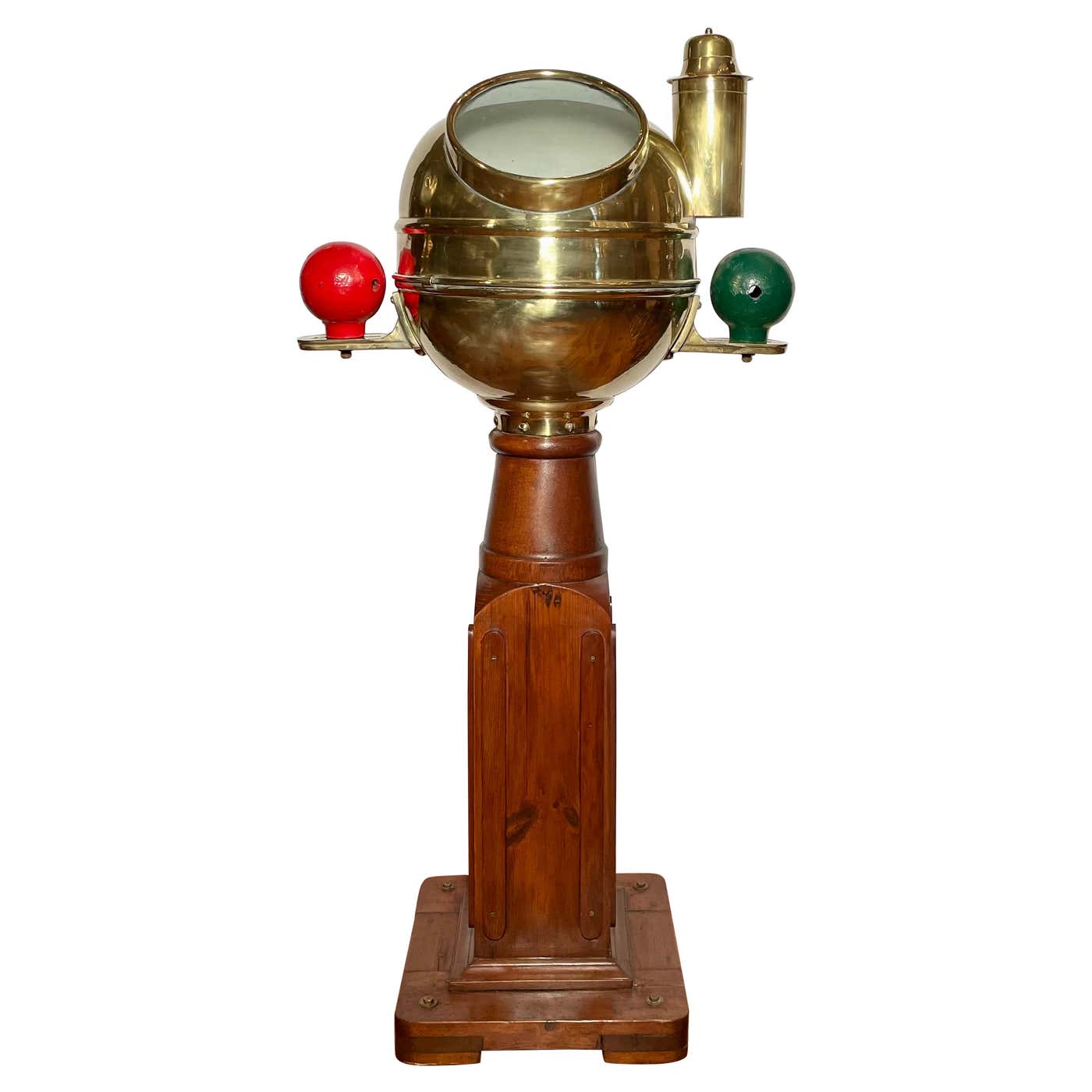 Binnacle System Copper and Brass Ship's Binnacle with Compass and Lantern, circa 1940s ...