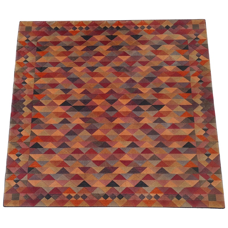 Tapis Mural Vintage Laine Tissée Main Équateur - Art Populaire - Multicolore