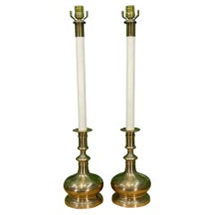 Midcentury Brass Candlestick Table Lamps