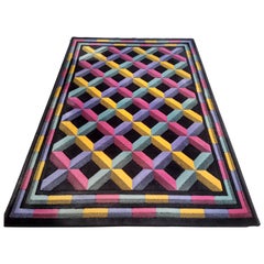 Italienischer gewebter „Optic“-Teppich aus reiner Wolle, Ottavio Missoni für T&J Vestor, 1980er Jahre