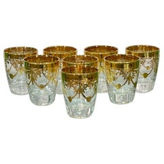 Gold Leaf Crystal Barware Glasses by Creart of, Italy