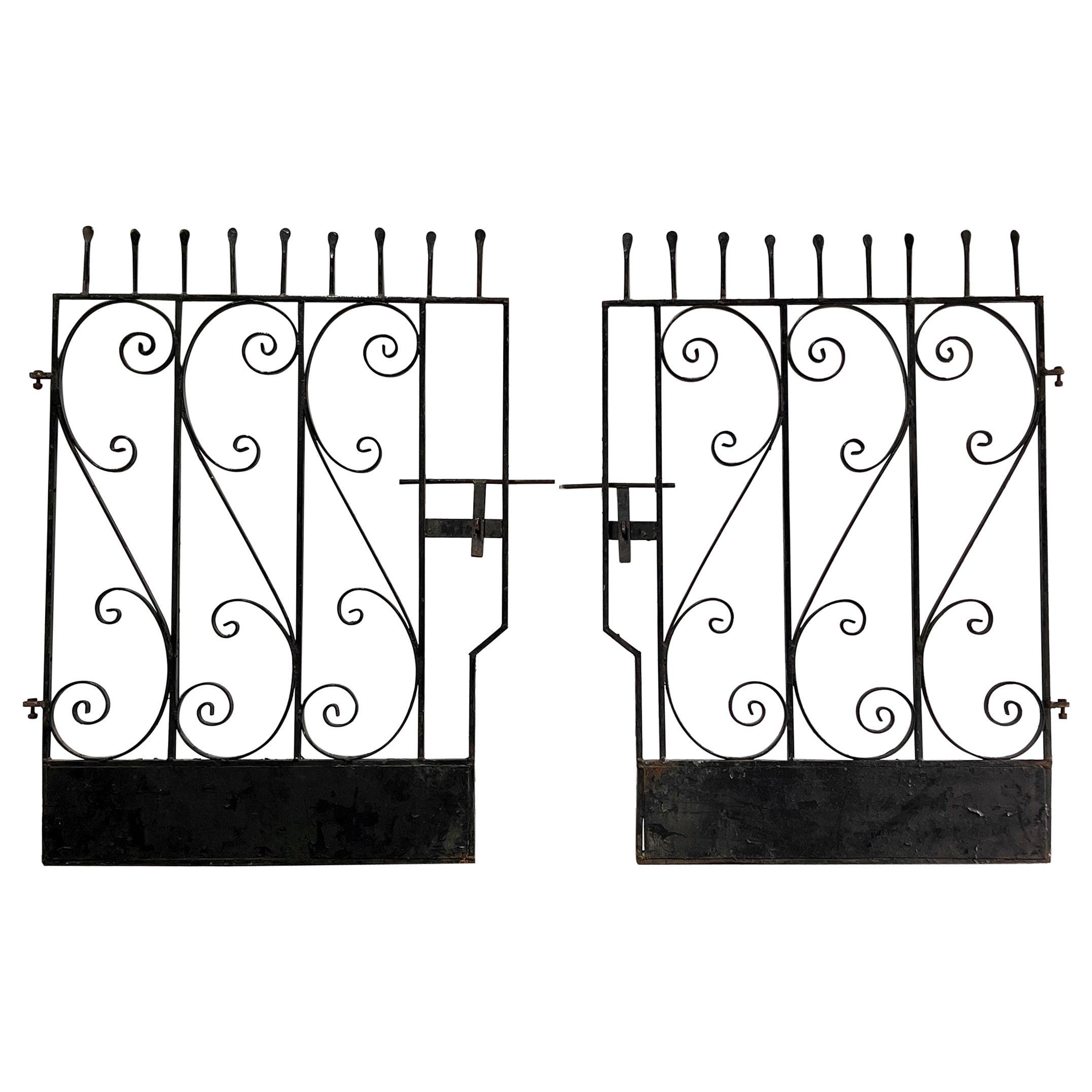 Set of 2 Victorian Wrought Iron Garden Gates For Sale