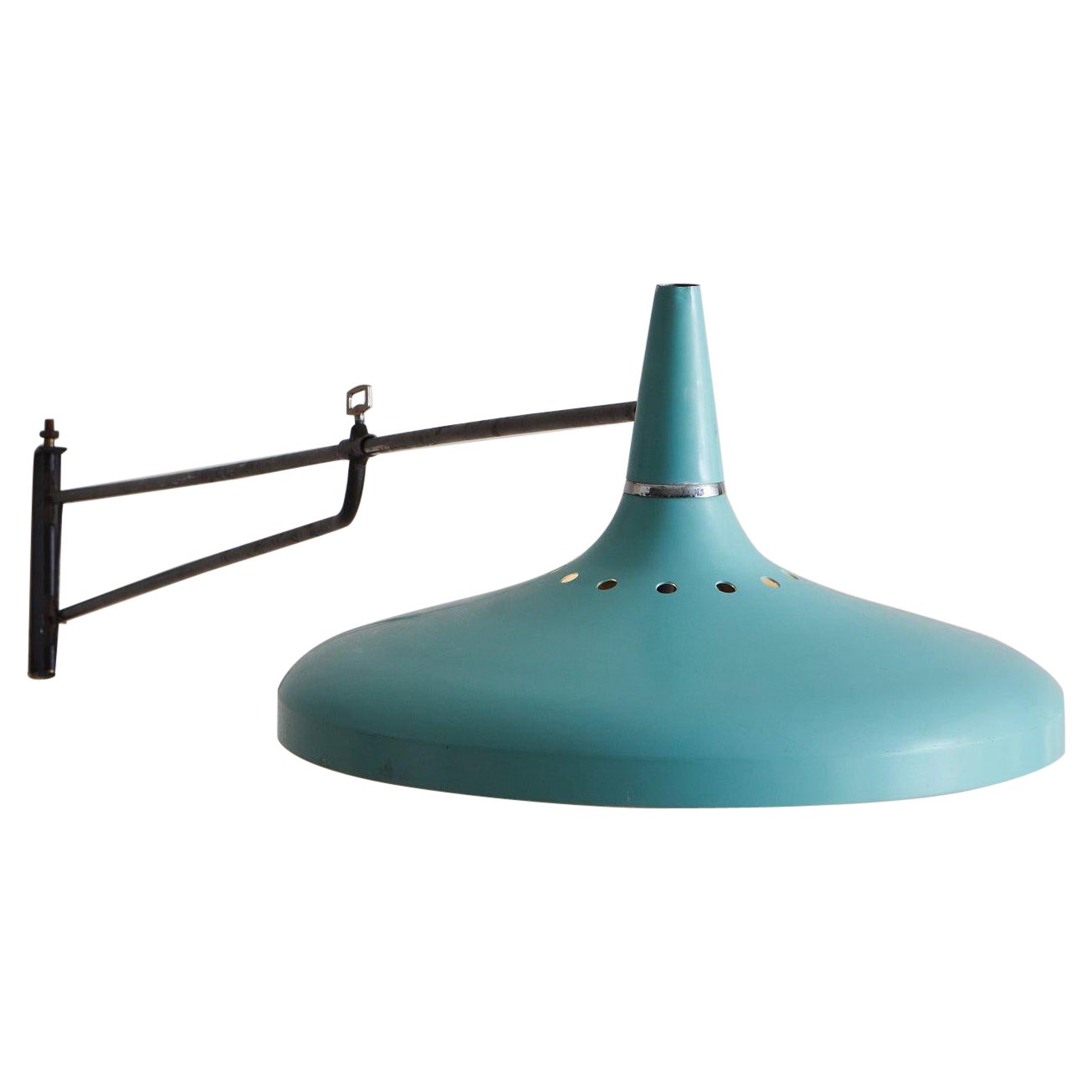 Blue Metal Long Arm Swivel Sconce, France, 20th Century For Sale