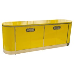 Buffet Mastercraft en laiton poli et laque jaune haute brillance