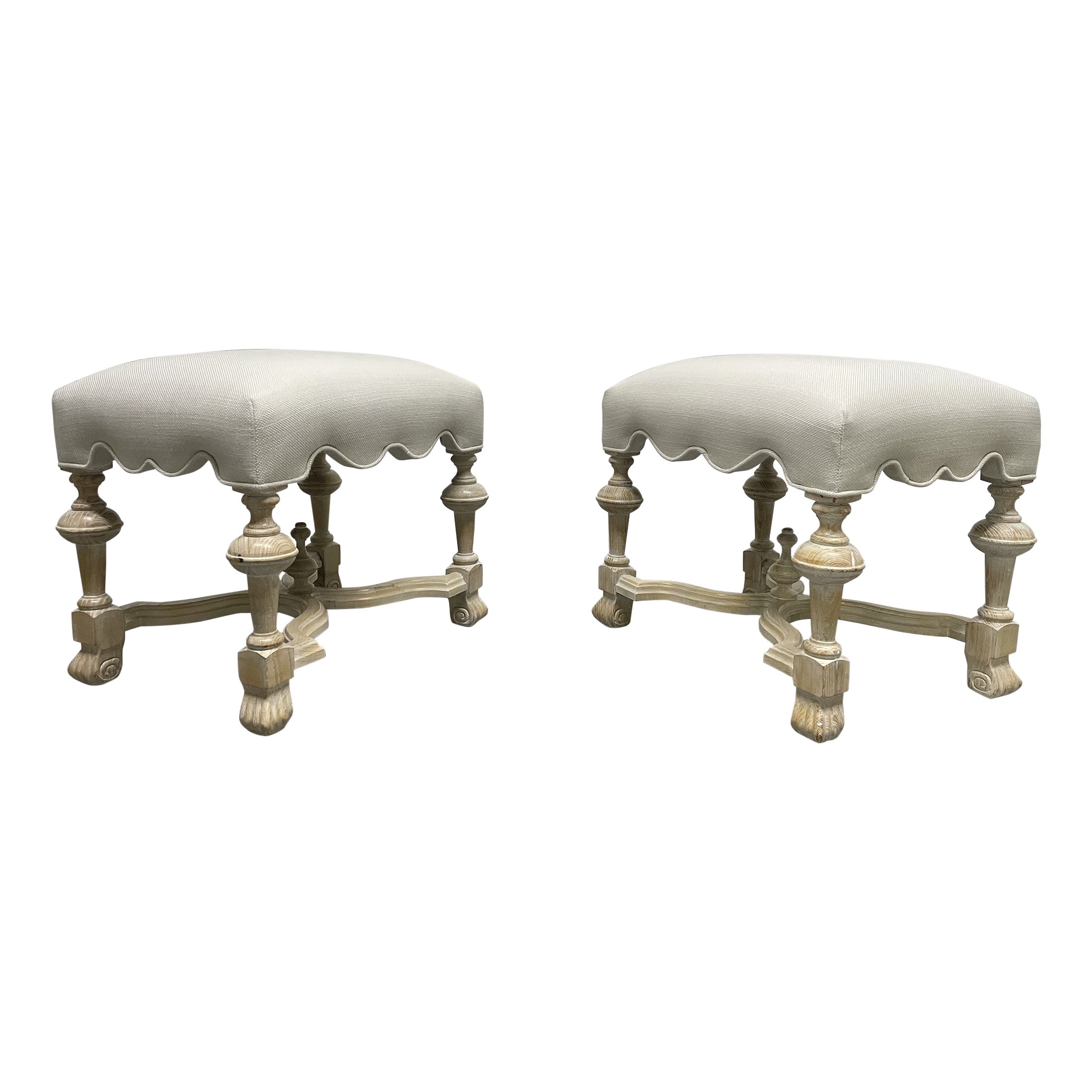 Pair of Hollywood Regency Cerused Benches For Sale