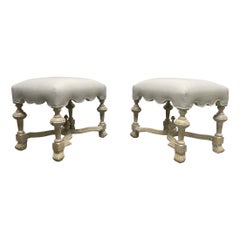 Retro Pair of Hollywood Regency Cerused Benches